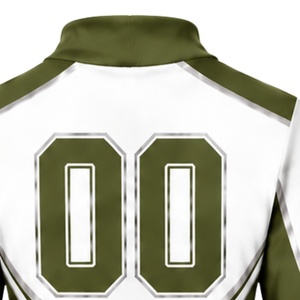 Maillot de cheerleading sublimé vert olive et blanc à manches longues – Tenue de sport athlétique pour l'entraînement, la pratique et la compétition - Product Image 4