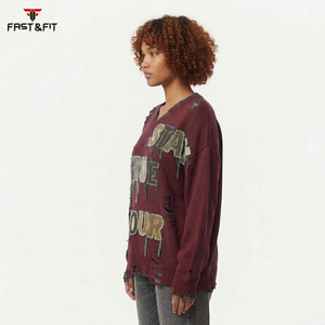Pull d'hiver unisexe le plus populaire, surdimensionné, à manches longues, en coton épais 100 %, pour femme - Product Image 3