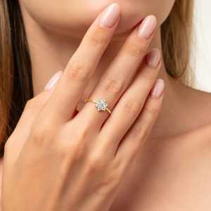 Hallmark Silver Minimal Sunflower Gold Plated Ring-Resizable Stainless Steel 316L Casual Wedding Ring - Product Image 2
