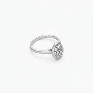 Anillo de Compromiso de Oro Sólido 10K 14K 18K con Diamante Cultivado en Laboratorio de Corte Ovalado y Engaste de Bisel, Certificado IGI, Anillo de Promesa Solitario al por Mayor - Product Image 4