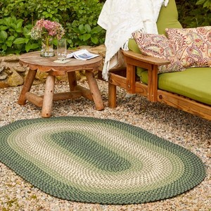 Oval Jute Braided Area Rug Abstract Pattern Farmhouse Style Living Room Rug Non-Slip Rubber Backing - Product Image 2