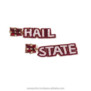 Pendientes de flores con cuentas de baloncesto hechos a mano, joyería deportiva para el día del juego, Pendientes colgantes de cuentas de semillas multicolores, regalo para fanáticos Unisex - Product Image 5