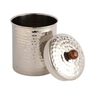 Récipient de stockage alimentaire en acier inoxydable avec couvercle en bois, hermétique, préservation de la fraîcheur, fabrication artisanale, utilisation en cuisine - Product Image 2