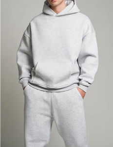 Survêtement décontracté en molleton uni avec broderie de logo personnalisé, coupe oversize, style baggy, pantalon de jogging et sweat à capuche - Product Image 3