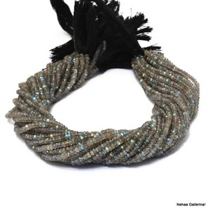 AAA Labradorite 3mm-5mm Rondelle Faceted <b>Bead</b> Natural <b>Blue</b> fire Labradorite Semiprecious Gemstone Loose <b>Beads</b> for Jewelry Making - Product Image 3