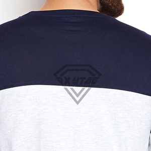 T-shirts personnalisés à manches longues pour hommes, en coton, col rond, à blocs de couleur, bicolores, avec épaules tombantes, pour fabricants de vêtements - Product Image 5