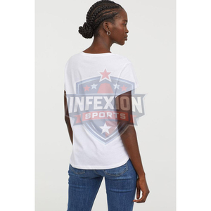 Camiseta Corta de Manga Corta con Cuello en V para Mujer, Estilo Minimalista, Ajuste Regular, Color Sólido, Transpirable, de Algodón - Product Image 2