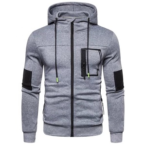 OEM personnalisé 100% polyester Tech polaire hommes Zip Gym Hoodies couleur unie Vintage fermeture éclair Hoodies brodé unisexe Hoodie printemps - Product Image 2