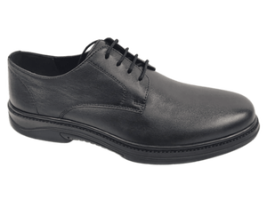 Chaussures Richelieu noires en cuir véritable pour hommes, à bout pointu, à lacets, semelle extérieure en caoutchouc, confortables, pour le bureau et la carrière, toutes saisons, couleur unie - Product Image 1
