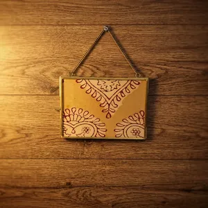 Artisan <b>Design</b> Pf101 Rectangle Metal Glass <b>Frame</b> Brass Finish Hanging <b>Wall</b> Decor Chain - Product Image 5