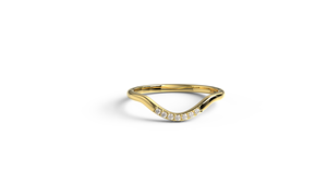 Minimalist 18K Gold Curved Diamond <b>Ring</b> <b>Dainty</b> Pave Round Diamond <b>Ring</b> Contour Stackable Band Fine Jewelry Engagement <b>Ring</b> Women - Product Image 1