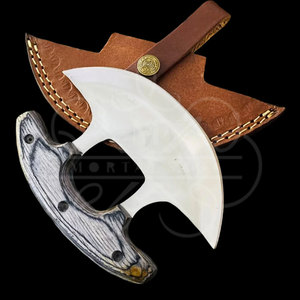 Cuchillo Ulu de Acero D2 Hecho a Mano con Mango de Madera Dura y Funda de Cuero, Hoja de Corte Ulu de Alta Calidad - Product Image 1
