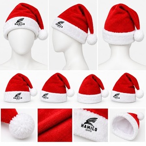 Chapeau de Père Noël pour homme adulte, personnalisé avec logo imprimé par sublimation, 100% polyester, bordure en peluche blanche, pompon, circonférence de la tête 48-50 cm, hiver - Product Image 1