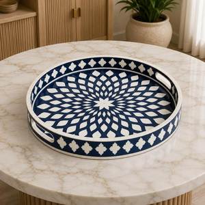 Buffalo Bone Handmade Eco-Friendly High Quality Serving Tray Checkerboard Pattern <b>Moroccan</b> Design Decorative Home Villa Hospital - Product Image 1