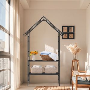 Arche de jardin en métal noir avec banc W58.07*H97.24, support pour plantes grimpantes, arche à roses, ensembles de jardin d'extérieur - Product Image 2