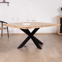 Table à manger Vandana Ivory Element 140x140cm, bois et métal industriel Character