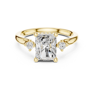 Bague Solitaire Élégante en Or Jaune Taille Émeraude, Bijoux de Mariage et de Fiançailles de Luxe, Bagues de Mode Personnalisées en Gros pour Femmes - Product Image 1