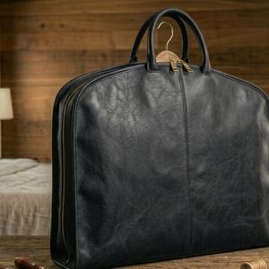 Porte-costume portable multifonction en cuir de vachette souple, véritable cuir, robuste, luxueux, classique, avec boucle et fermeture éclair - Product Image 5
