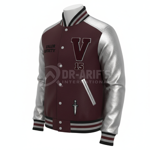 Veste universitaire d'hiver personnalisée avec logo, manches en cuir, broderie noire, veste de baseball pour couple, veste de baseball pour homme, imperméable - Product Image 2