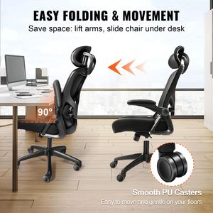 Sedia da Ufficio Ergonomica con Schienale Alto, Supporto Lombare Regolabile e Poggiatesta, Sedia da Scrivania in Nylon per Casa - Product Image 6