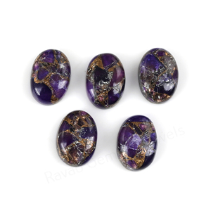 Natural Purple Amethyst Copper 10x14mm Oval Shape Flatback High Polish Smooth Loose Gemstone Cabochon Jewelry Making Pendant - Product Image 3