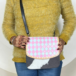 Bolso bandolera de cuero genuino a cuadros para mujer, bolso de hombro pequeño de estilo occidental, novedad de 2025 - Product Image 4