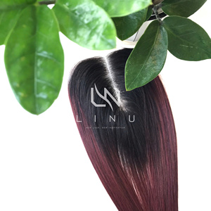 SMA ผมมนุษย์แบบสองหัวสีออมเบรเบอร์กันดีผมต่อแบบดิบคุณภาพสูงผ้าสองชั้น - Product Image 5