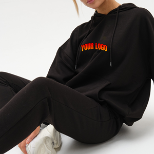 Ensemble de survêtement personnalisé de haute qualité en molleton 100 % coton avec ourlet brut coupé et cousu, comprenant un sweat à capuche et un pantalon de jogging - Product Image 4