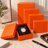 Boîte cadeau orange de luxe personnalisée, boîte d'emballage en carton rigide avec insert en mousse pour bijoux, montres, parfums