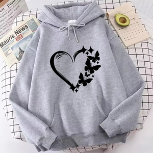 เสื้อมีฮู้ดลายรักและผีเสื้อของผู้หญิงเสื้อมีฮู้ดแนวสตรีทฮิปฮอปมีกระเป๋าสไตล์วินเทจหลากสี - Product Image 6