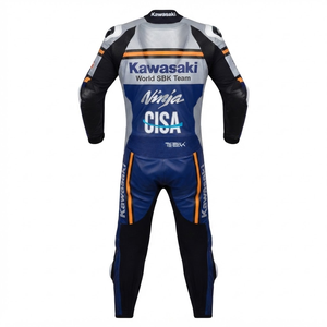 ชุดแข่งรถมอเตอร์ไซค์สำหรับผู้ชาย Rawasaki รุ่น Professional Track Racing Suit/Traje ตัดเย็บตามสั่ง ทำจากหนังวัว/หนังจิงโจ้ พร้อมระบบป้องกันระดับ 2 - Product Image 2