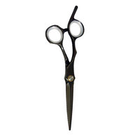 Ciseaux de barbier en acier inoxydable incurvés personnalisés avec poignée en caoutchouc pour salon de beauté professionnel, coupe de cheveux