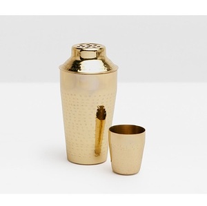Shaker à cocktails de luxe en acier inoxydable martelé doré, mélangeur de boissons type Cobbler, vente en gros, logo personnalisé, ensemble d'outils de bar professionnels - Product Image 1