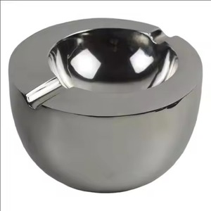 Gold Finished Round Ashtray Holder 3 <b>Sides</b> Smoking <b>Tray</b> for Hotel <b>Table</b> Decorative Use - Product Image 2