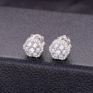 Elegant Lab Grown <b>Diamond</b> Floral Stud <b>Earrings</b> With 925 Sterling Silver Cluster Stone Detail Luxury Jewelry - Product Image 1