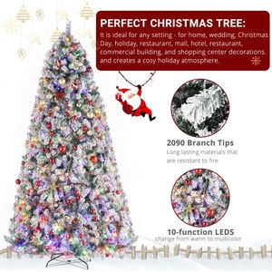 Albero di Natale Artificiale Verde in PVC da 2,7 m (9ft) con 2094 Rami, 900 Luci Calde e 8 Modalità di Controllo Remoto, Quattro Colori - Product Image 5