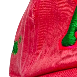 Gorra de Béisbol Ajustable de Algodón Lavado Estilo Vintage con Letra Bordada Verde y Efecto Desgastado Rosa Intenso AKA, Moda Casual - Product Image 2