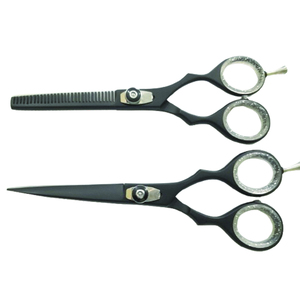 Tijeras Profesionales de Tres Orificios para Corte de Cabello con Recubrimiento en Polvo, Personalizables, Bajo MOQ, para Uso en Entrenamiento, Tijeras de Barbero - Product Image 1