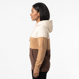 Sweat-shirt à capuche décontracté pour femme, trois tons, manches longues, coupe classique avec poche - Product Image 3
