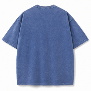 Custom Vintage Acid Wash T Shirt Heavyweight 100% Cotton Oversized Streetwear Men Graphic Print Drop Shoulder Retro Blue <b>Tee</b> - Product Image 5