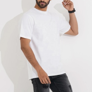 เสื้อยืดโอเวอร์ไซส์สีขาวล้วนแบบหนา คอสูง แขนตก ทรงหลวม สไตล์สตรีทแวร์ สำหรับผู้ชาย รับผลิตตามสั่ง ขายส่ง - Product Image 6