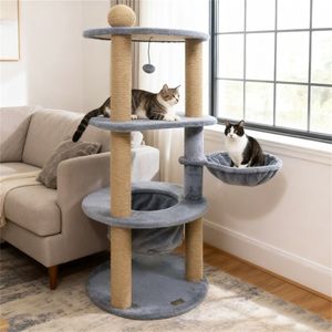 Albero per Gatti Multilivello Grigio Chiaro con Tiragraffi per Relax e Gioco - Product Image 2
