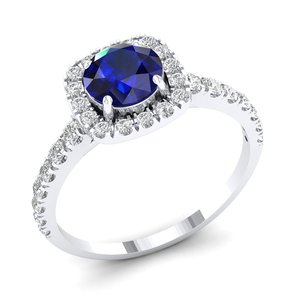 REYES – bague en argent Sterling 925 certifiée GRA, Moissanite, cadeau de mariage pour femmes, pierre précieuse saphir bleu naturel, bijoux fins - Product Image 2