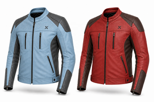 Blouson de moto en cuir d'été |   Imprimé respirant |   Noir Tan Bleu Glacé Rouge |   Fabricant OEM ODM |   Vêtements de course | - Product Image 5