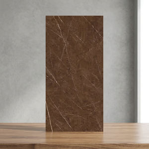 กระเบื้องปูพื้นและผนังลายหินอ่อนสีน้ำตาลเข้ม Marquina Brown ขนาด 800x1600 มม. ผิวมันเงา กันลื่น หนา 10 มม. - Product Image 3
