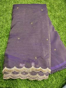 Tissu organza luxueux bleu nuit effet froissé avec une lueur subtile et des plis distinctifs et durables - Product Image 4