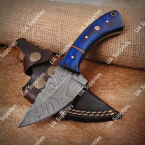 Cuchillo de Caza Profesional de Alta Calidad con Hoja Fija de Acero de Damasco, Mango de Cuerno de Carnero y Palisandro, Venta al por Mayor, Funda de Cuero EDC - Product Image 5