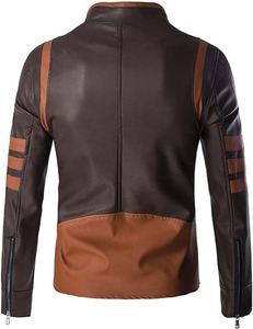 Veste en cuir polyester haut de gamme pour homme - 100 % polyester - Col montant à motifs patchwork - Veste d'hiver coupe-vent et respirante - Haute qualité - Product Image 3