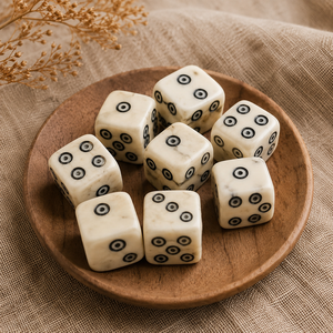 Juego de Dados de Hueso de Vaca Pulido a Mano, Color Natural, Puntos Grabados Personalizados, Ecológico, Resistente al Agua, para Dungeons & Dragons - Product Image 4