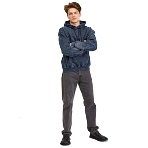 Sudadera con capucha lavada con ácido piedra Vintage de gran tamaño para hombre, sudadera lisa, mezcla de algodón a granel para hombre, Sudadera con capucha de moda - Product Image 2